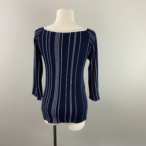 89th & MADISON Blue & White Lines Scoop Neck‎ - Picture 5 of 9